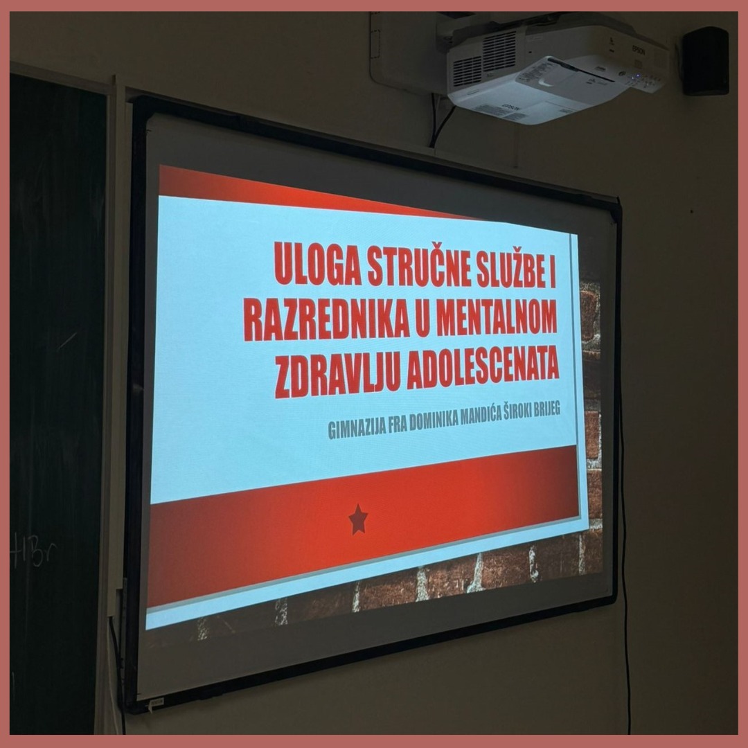 Predavanje i radionica za profesore i razrednike: ,,Uloga stručne službe i razrednika u mentalnom zdravlju adolescenata”